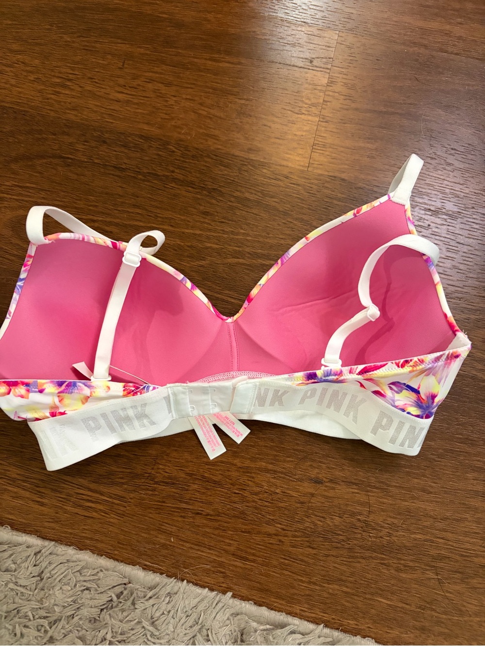 PINK Victoria's Secret Floral Wireless Bralette in White, Pink, Purple, Yellow - Picture 2 of 4